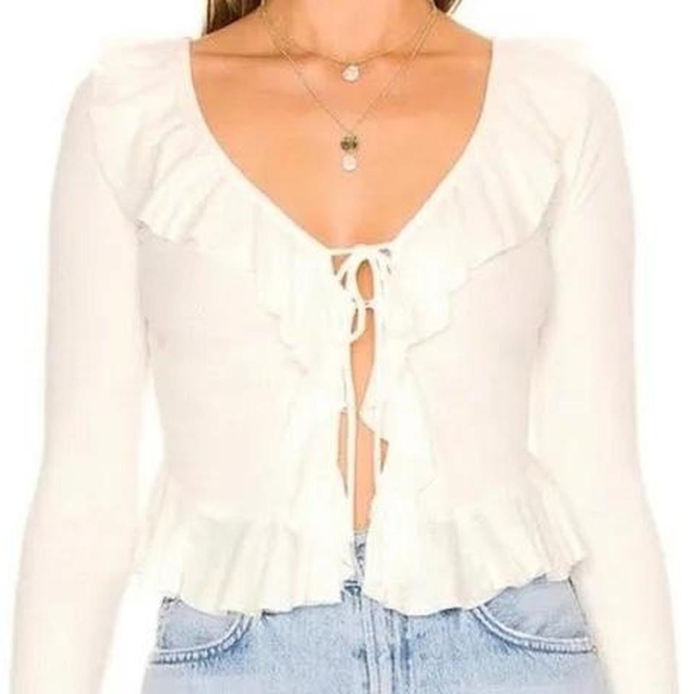 Free People White Tie Top